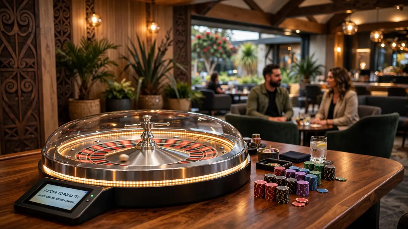 Automated roulette wheel in a modern New Zealand casino